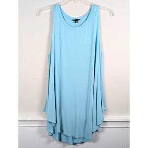 Lane Bryant Sleeveless Swing Tank Top Tunic Solid Turquoise Blue 18/20 Summer